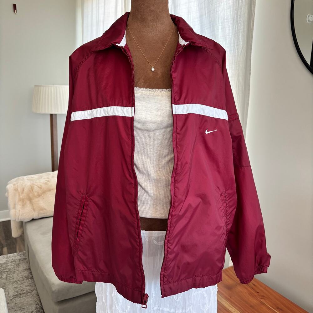 VTG Nike Women’s Windbreaker Jacket M 8-10 Maroon White Holiday 1999 Sample SS